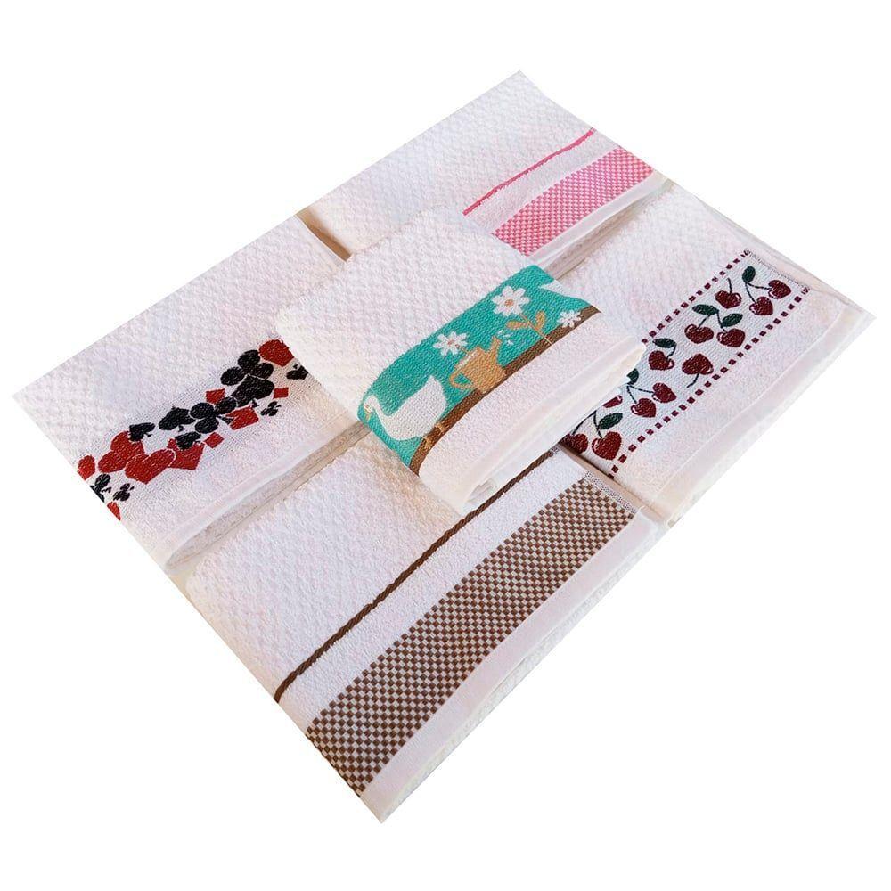 Kit (03 Unidade) Pano De Copa Lmpeter Atoalhado Com Barra Decorada Jacquard 45cmx70cm Branco - 7