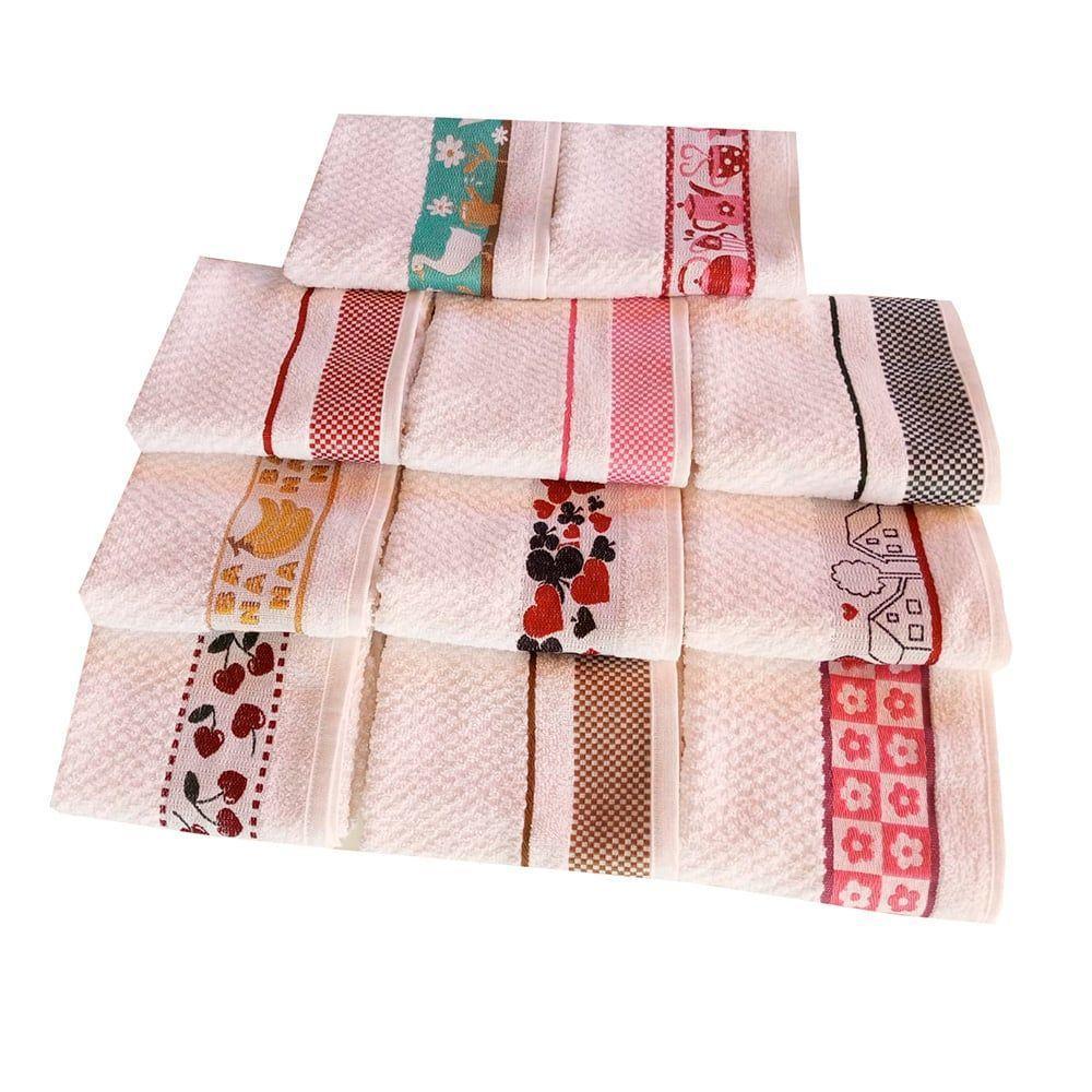 Kit (03 Unidade) Pano De Copa Lmpeter Atoalhado Com Barra Decorada Jacquard 45cmx70cm Branco - 9