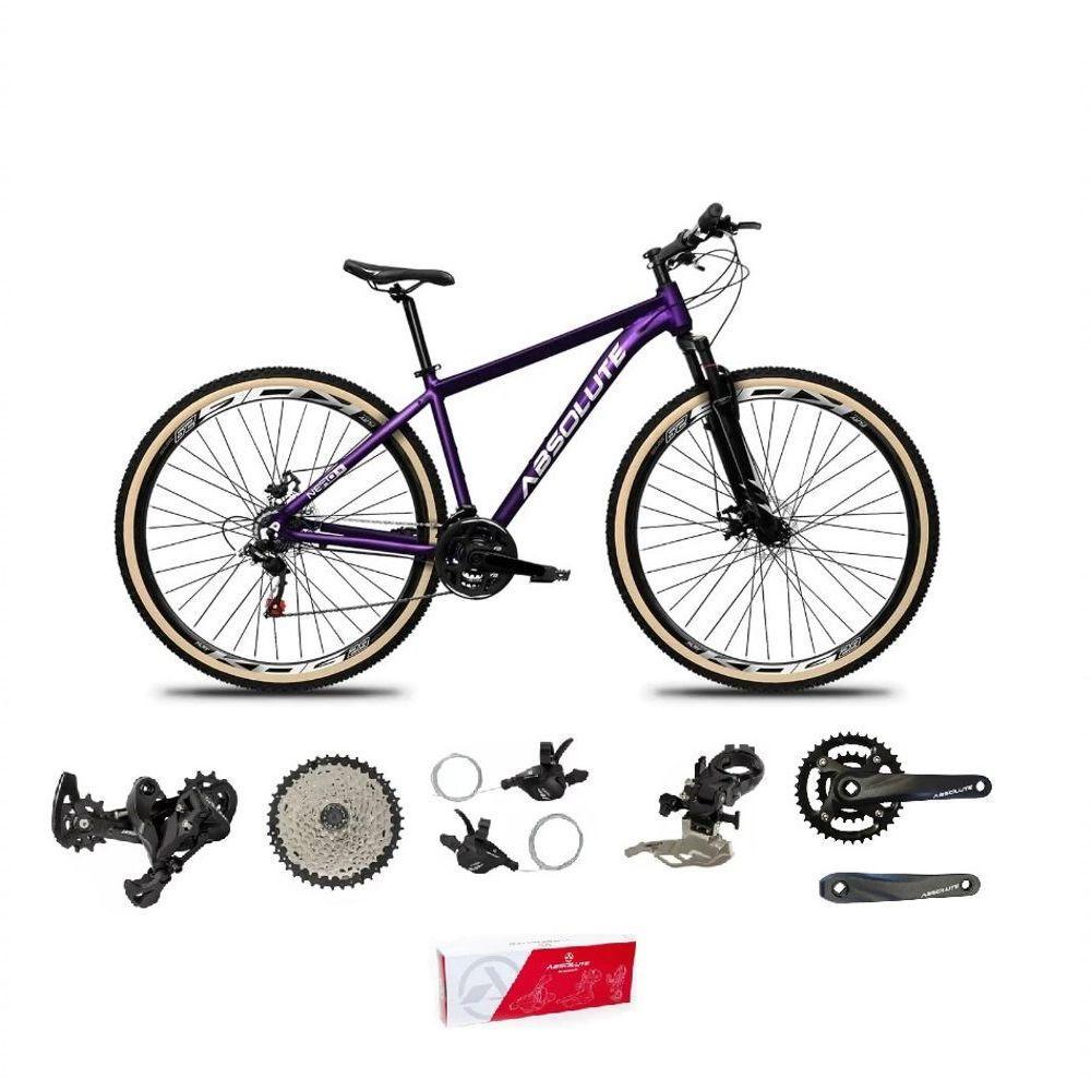 Bicicleta Aro 29 Absolute Nero 5 Alumínio 2x9 18v K7 Freios Hidráulicos Garfo Com Trava Pneu C/faixa - Roxo Tam.17 - 1