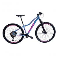 Bicicleta Aro 29 Ksx Sd7 Feminina 12v Garfo Com Trava K7 11/50 Freios Hidráulicos Kit 1x12 - Azul/rosa Tam. 17 - 1