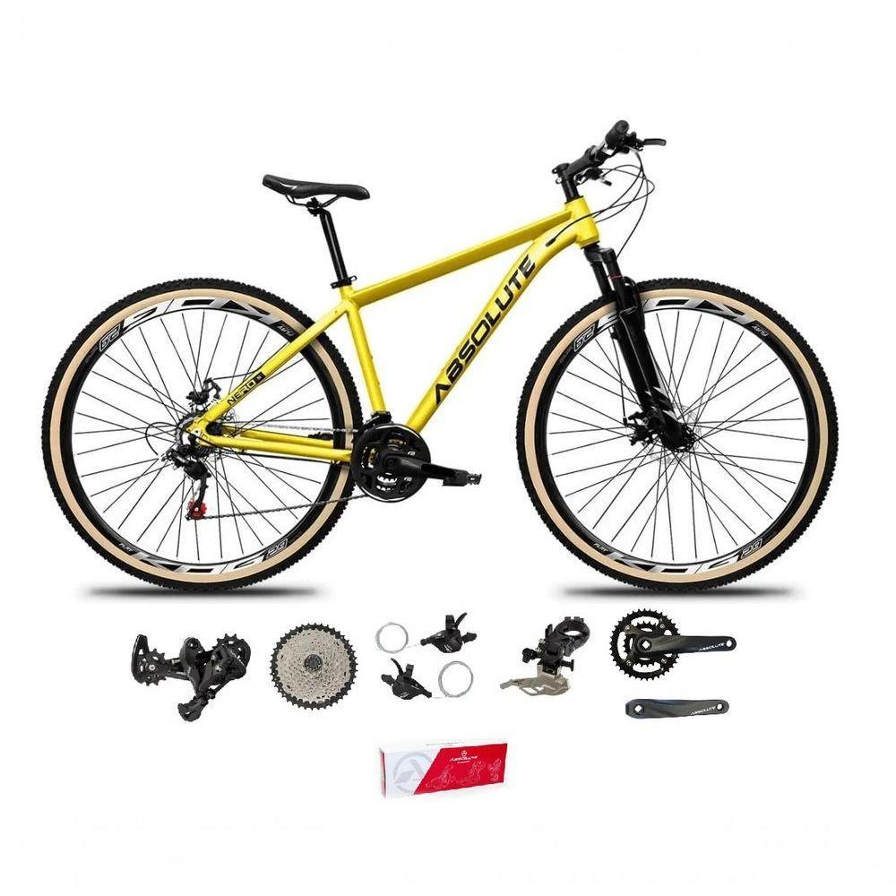 Bicicleta Aro 29 Absolute Nero 5 Alumínio 2x9 18v K7 Freios Hidráulicos Garfo Com Trava Pneu C/faixa - Amarelo Tam.17 - 1