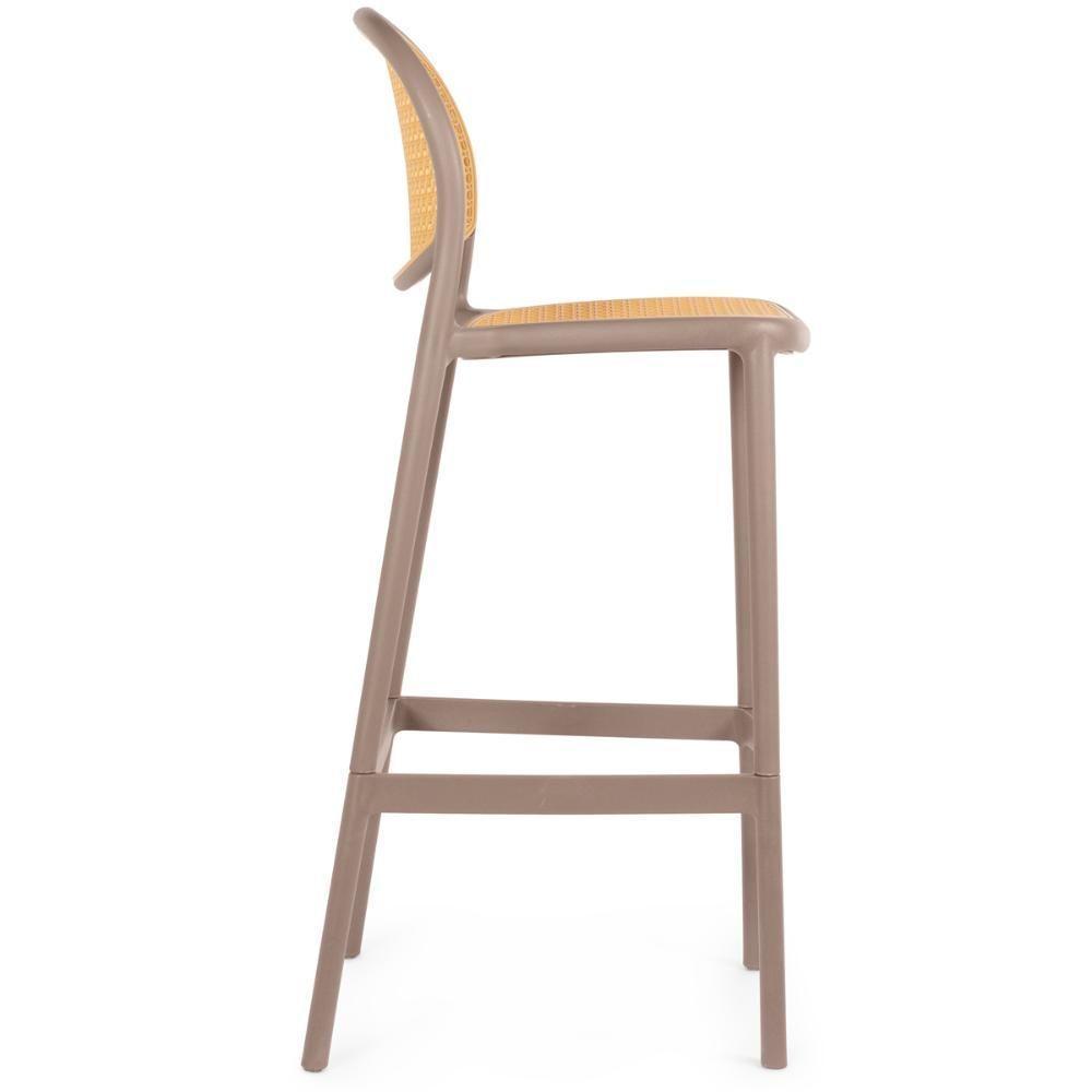 Kit 5 Banqueta Alta Com Encosto Roma Em Polipropileno Cozinha/bancada - Marrom Claro - 4