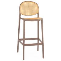 Kit 5 Banqueta Alta Com Encosto Roma Em Polipropileno Cozinha/bancada - Marrom Claro - 2