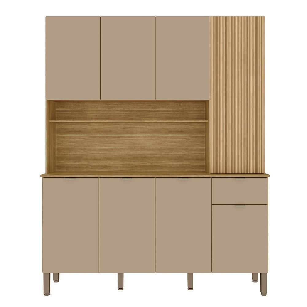 Cozinha Compacta 8 Portas 1 Gaveta 161 Cm Slow Freijo Vanilla Cp Riscatto - 2