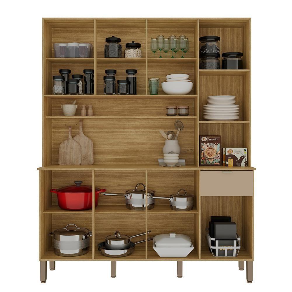 Cozinha Compacta 8 Portas 1 Gaveta 161 Cm Slow Freijo Vanilla Cp Riscatto - 9