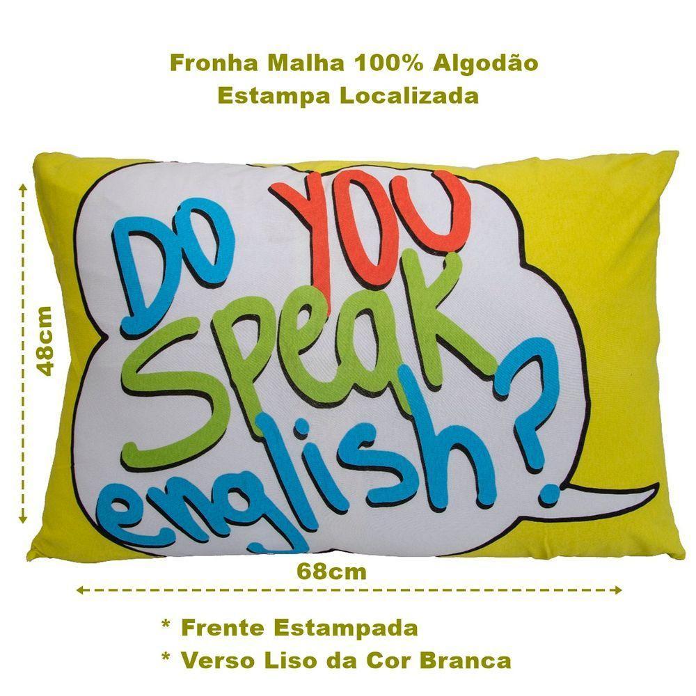 Fronha Portallar Malha 100% Algodão Estampa Localizada English 48cmx68cm Branco - 3