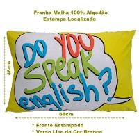 Fronha Portallar Malha 100% Algodão Estampa Localizada English 48cmx68cm Branco - 3