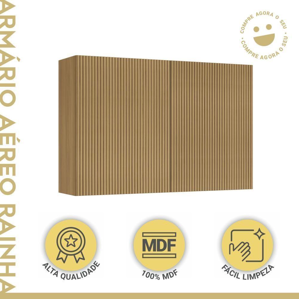 Armário Aéreo 2 Portas 120cm 100% Mdf Rainha Nature Nesher - 2