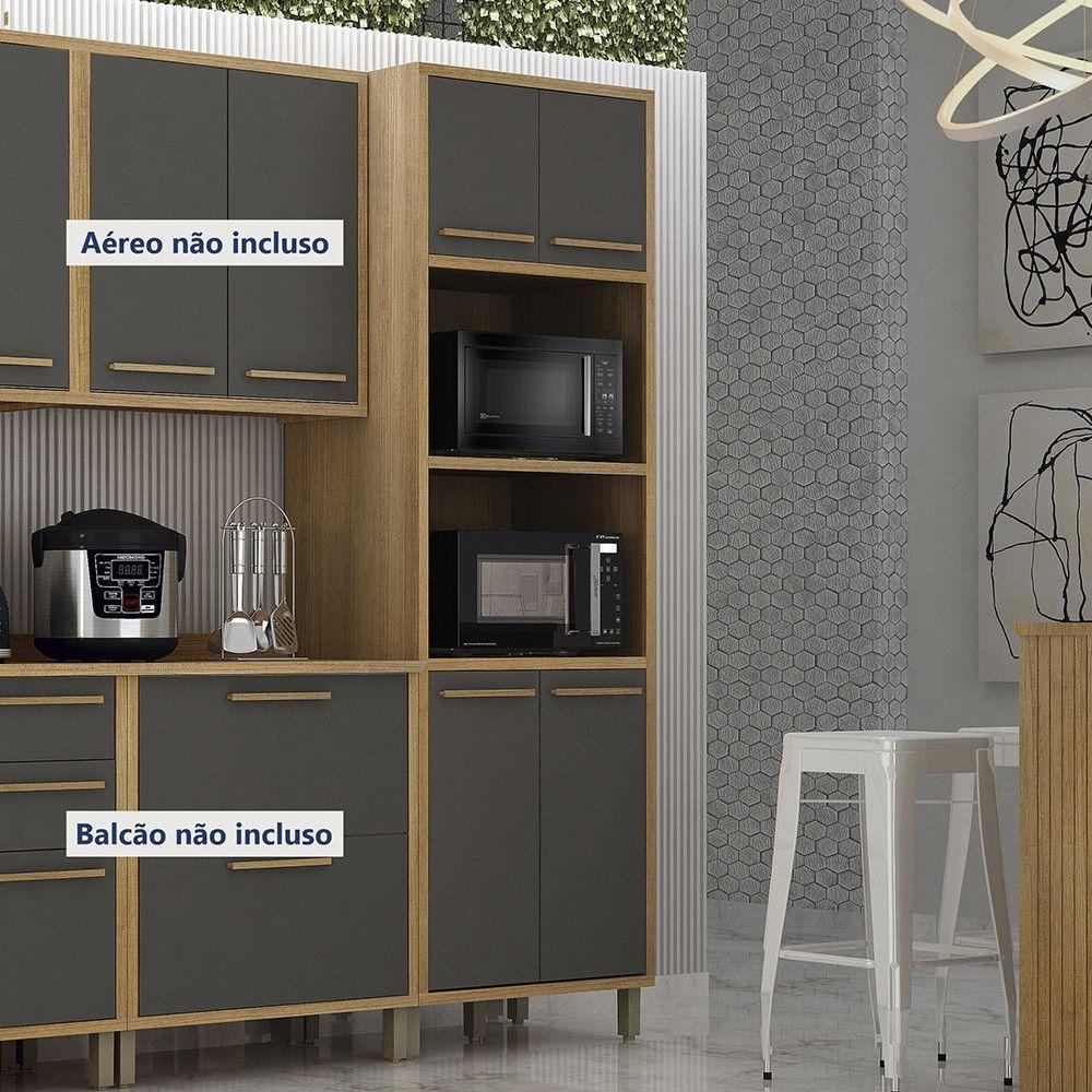 Paneleiro Com 2 Nichos 4 Portas Torino Valdemoveis Cinamomo/grafite - 1