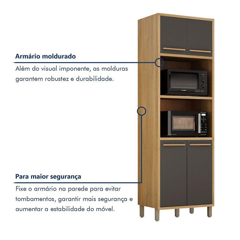 Paneleiro Com 2 Nichos 4 Portas Torino Valdemoveis Cinamomo/grafite - 3