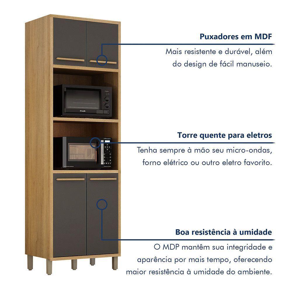 Paneleiro Com 2 Nichos 4 Portas Torino Valdemoveis Cinamomo/grafite - 4