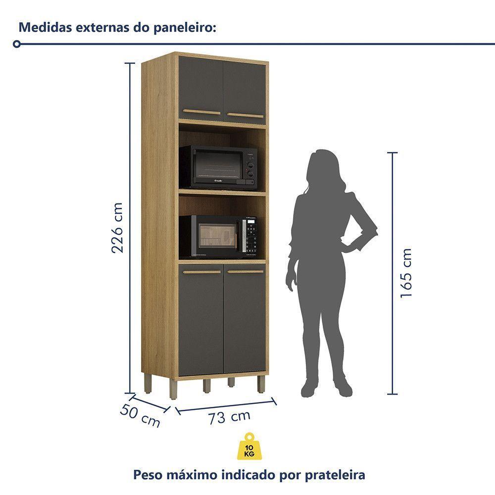 Paneleiro Com 2 Nichos 4 Portas Torino Valdemoveis Cinamomo/grafite - 6