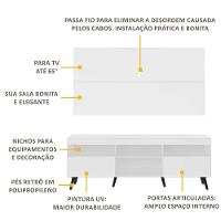 Rack Com Painel Tv 65" Retrô Flórida Multimóveis V3133 Branco/Preto Branco/Preto - 7