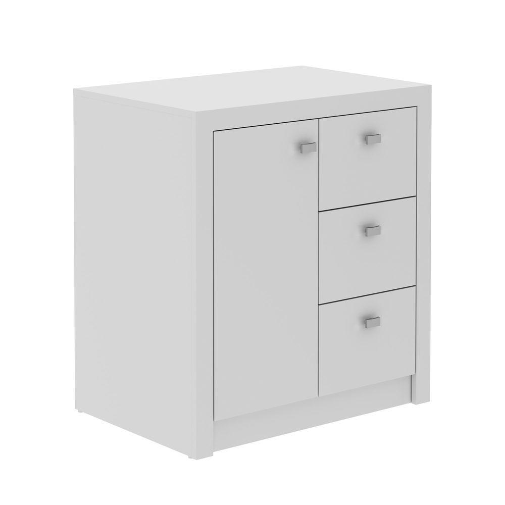 Balcão Para Escritório 68cm Com 1 Porta E 3 Gavetas Branco - 3