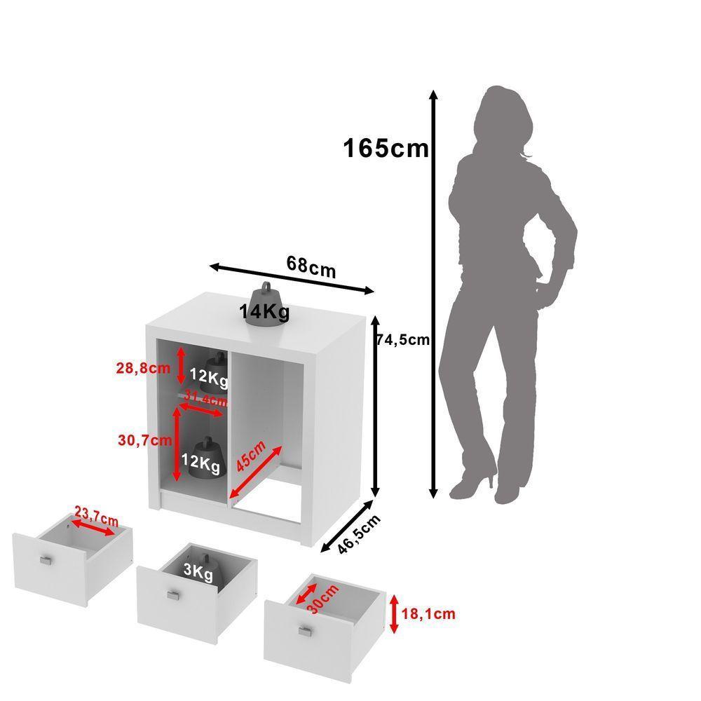 Balcão Para Escritório 68cm Com 1 Porta E 3 Gavetas Branco - 5