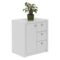 Balcão Para Escritório 68cm Com 1 Porta E 3 Gavetas Branco - 2