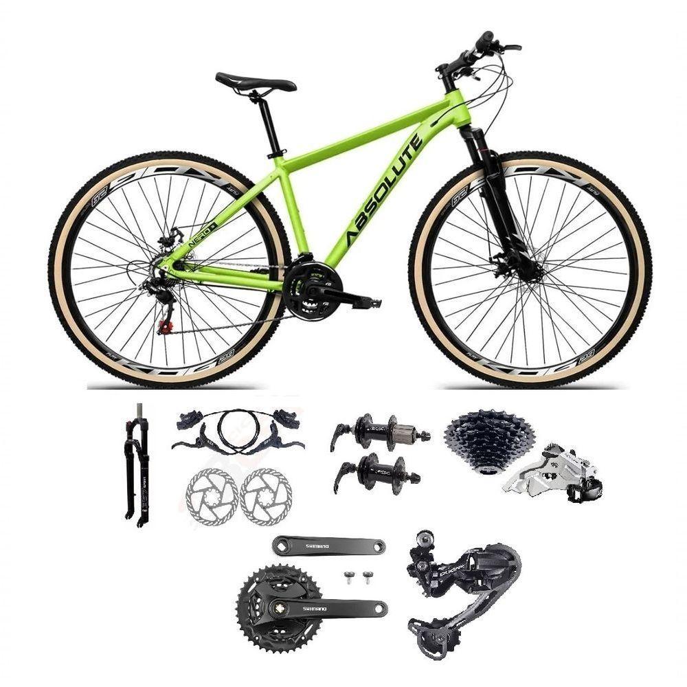 Bicicleta Aro 29 Absolute Nero 5 Câmbios Shimano Deore/altus 27v Freio A Oléo Garfo C/trava Pneu C/faixa -verde Tam.15 - 1