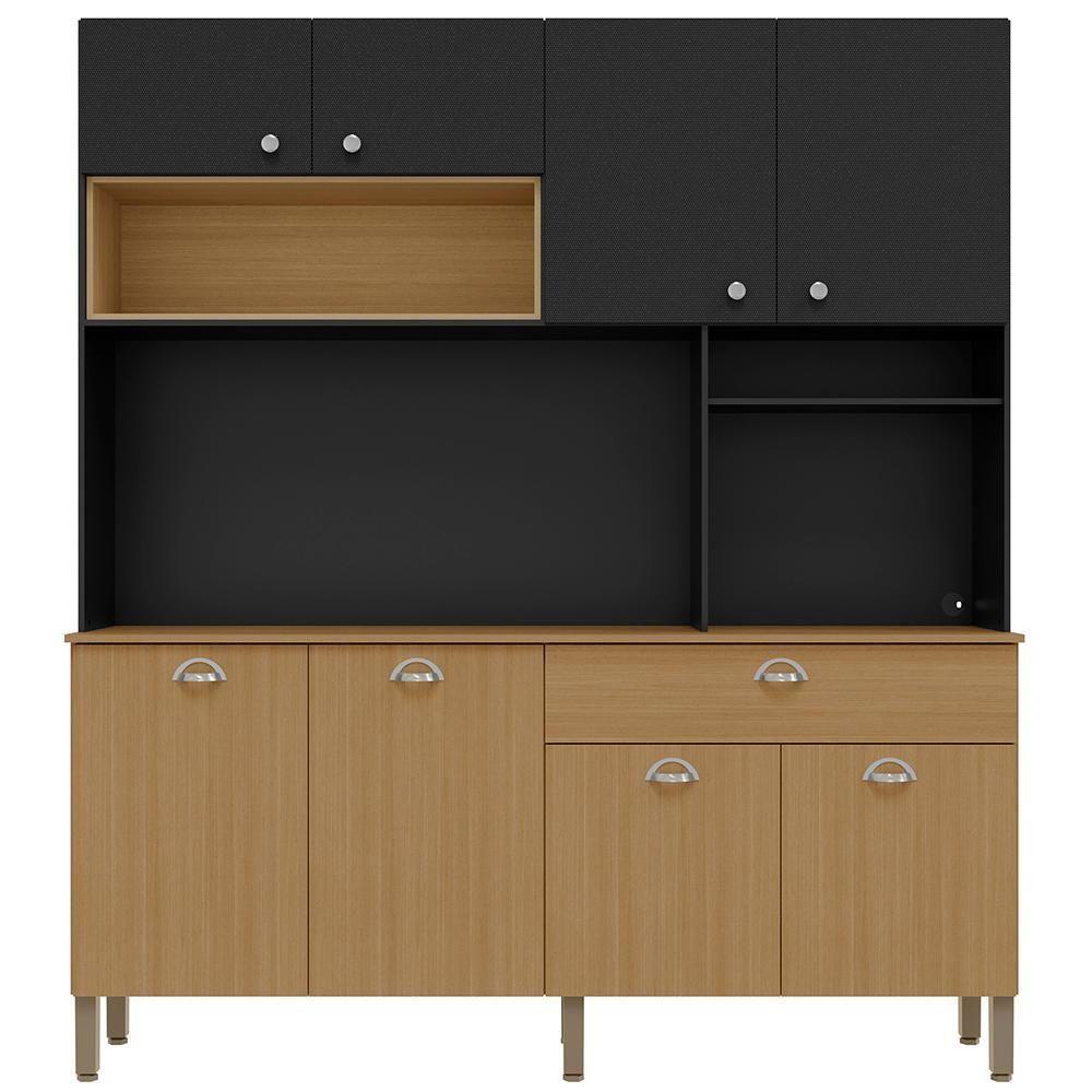 Cozinha Compacta 8 Portas 1 Gaveta 182 Cm Core Freijo Nero Ktp - 1