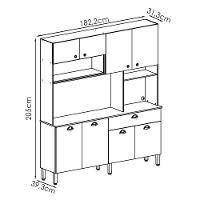 Cozinha Compacta 8 Portas 1 Gaveta 182 Cm Core Freijo Nero Ktp - 3