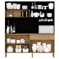 Cozinha Compacta 8 Portas 1 Gaveta 182 Cm Core Freijo Nero Ktp - 9