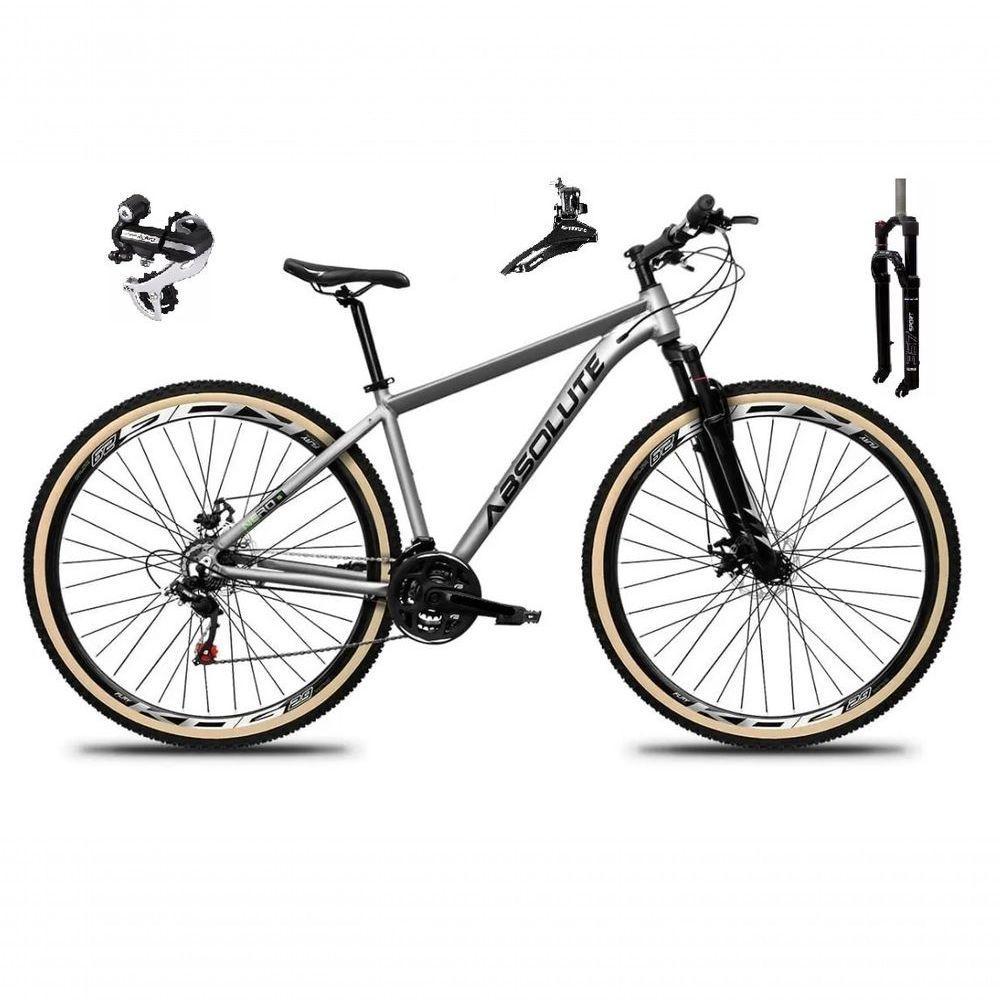 Bicicleta Aro 29 Absolute Nero 5 Câmbio Shimano 24v Acera K7 Garfo Trava Freio A Disco Pneu C/faixa - Cinza Tam.13.8 - 1