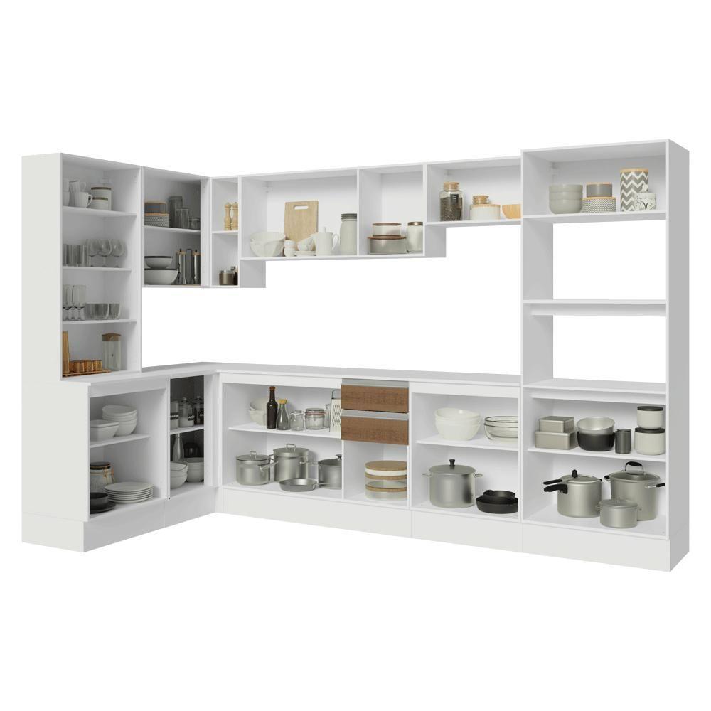 Armário De Cozinha Completa De Canto 100% Mdf 447 Cm Smart Madesa 02 Branco/rustic/crema - 5