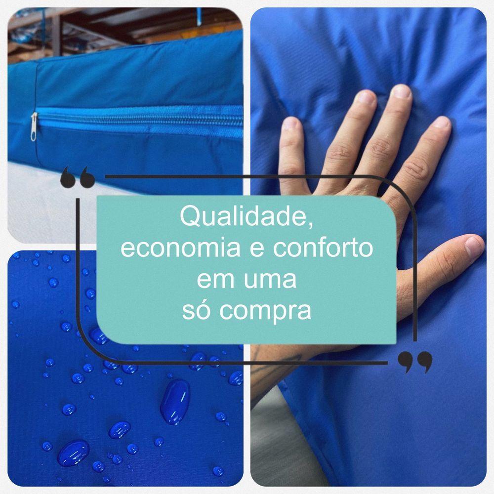 Capa Impermeável Para Colchão Casal Feita Em Napa Hospitalar - 138x188x20cm Azul - 6