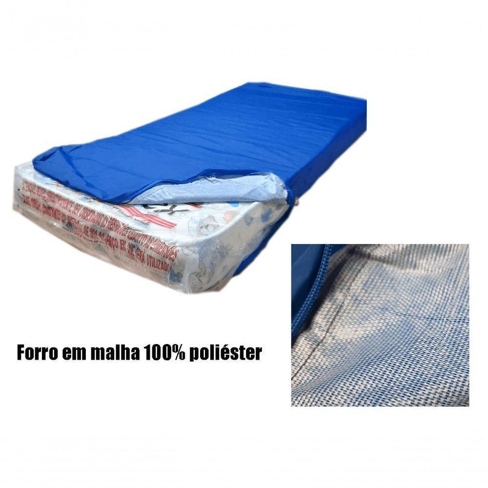 Capa Impermeável Para Colchão Casal Feita Em Napa Hospitalar - 138x188x20cm Azul - 7