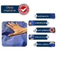 Capa Impermeável Para Colchão Casal Feita Em Napa Hospitalar - 138x188x20cm Azul