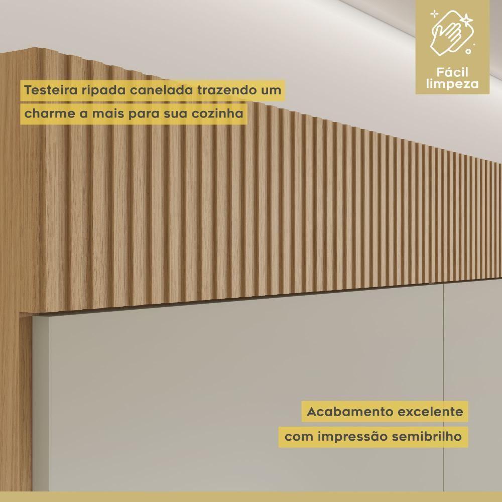 Cozinha Realeza 160 Cm 5 Portas 2 Gavetas 100% Mdf Realeza Carvalho/greige Nesher - 6
