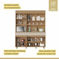 Cozinha Realeza 160 Cm 5 Portas 2 Gavetas 100% Mdf Realeza Carvalho/greige Nesher