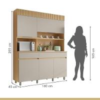Cozinha Realeza 160 Cm 5 Portas 2 Gavetas 100% Mdf Realeza Carvalho/greige Nesher - 9