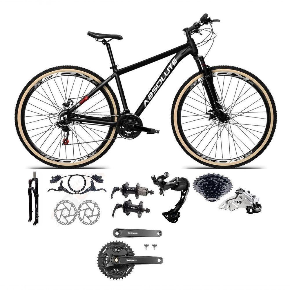 Bicicleta Aro 29 Absolute Nero 5 Câmbios Shimano Alívio/altus 27v Freio A Oléo Garfo Trava Pneu C/faixa -preto Tam.21 - 1