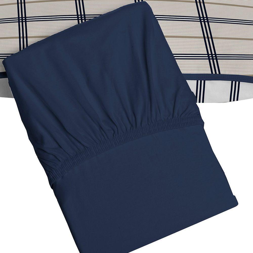 Jogo De Cama Tecebem Solteiro Malha 100% Algodão Otto 2 Peças Premium Marinho - 3