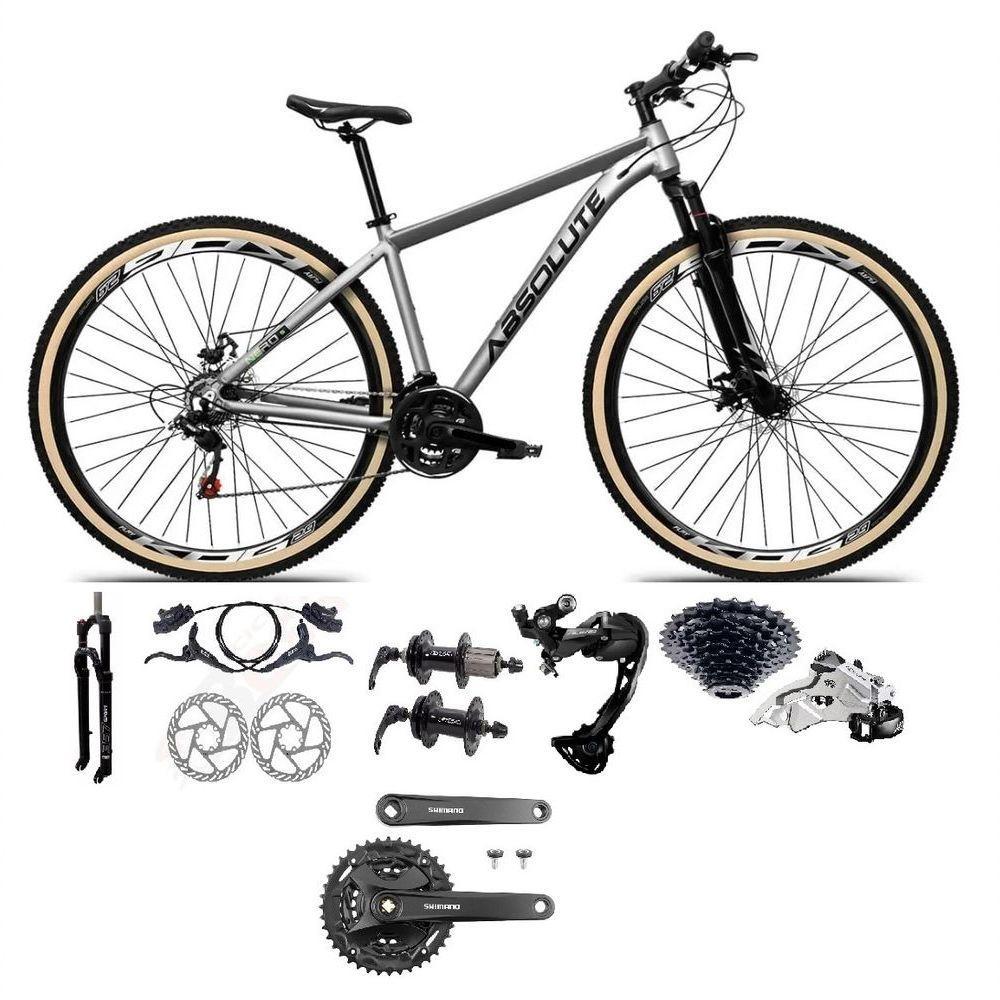 Bicicleta Aro 29 Absolute Nero 5 Câmbios Shimano Alívio/altus 27v Freio A Oléo Garfo Trava Pneu C/faixa -cinza Tam.21 - 1