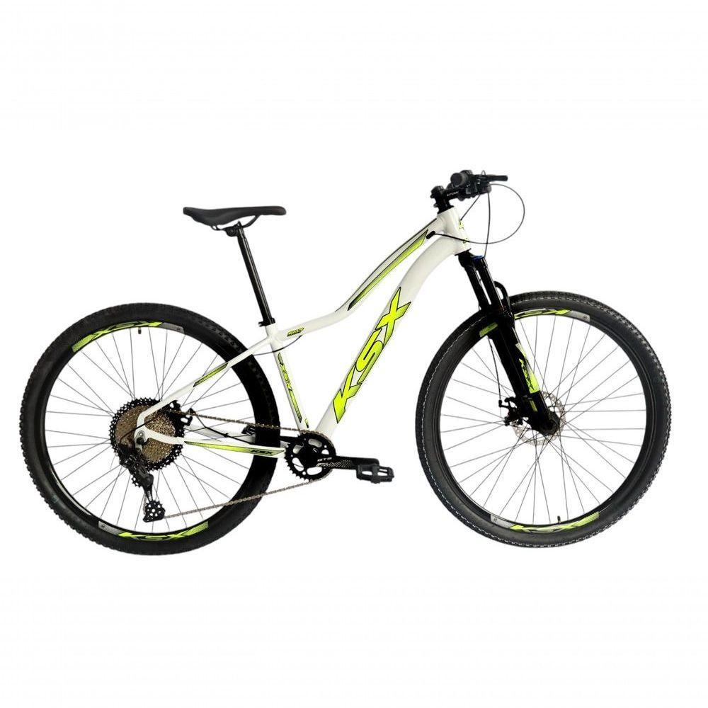 Bicicleta Aro 29 Ksx Sd7 Feminina 12v Garfo Com Trava K7 11/50 Freios Hidráulicos Kit 1x12 - Branco/amarelo Tam. 17 - 1