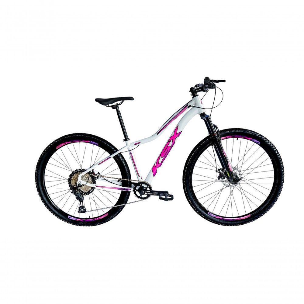 Bicicleta Aro 29 Ksx Sd7 Feminina 12v Garfo Com Trava K7 11/50 Freios Hidráulicos Kit 1x12 - Branco/rosa/violeta Tam. 17 - 1