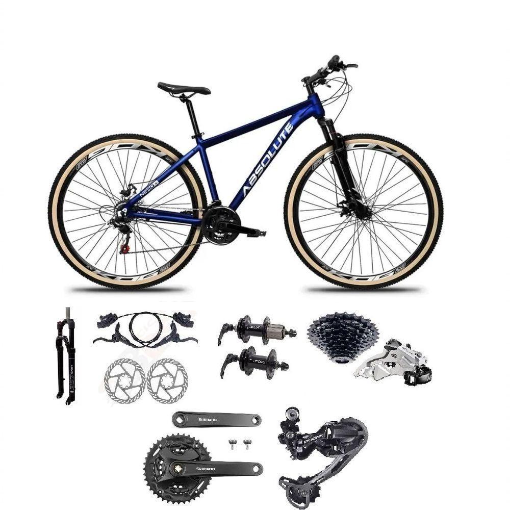 Bicicleta Aro 29 Absolute Nero 5 Câmbios Shimano Deore/altus 27v Freio A Oléo Garfo C/trava Pneu C/faixa -azul Tam.17 - 1