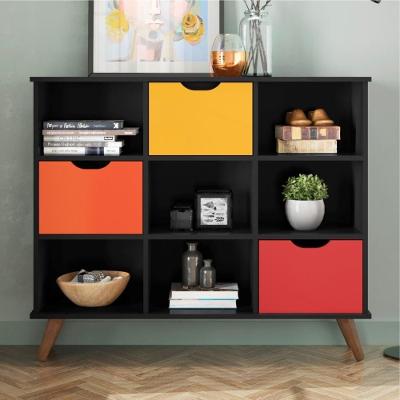 Nicho Organizador Preto Retrô (1478.70) + Kit 3 Gavetas Coloridas (1479.46)