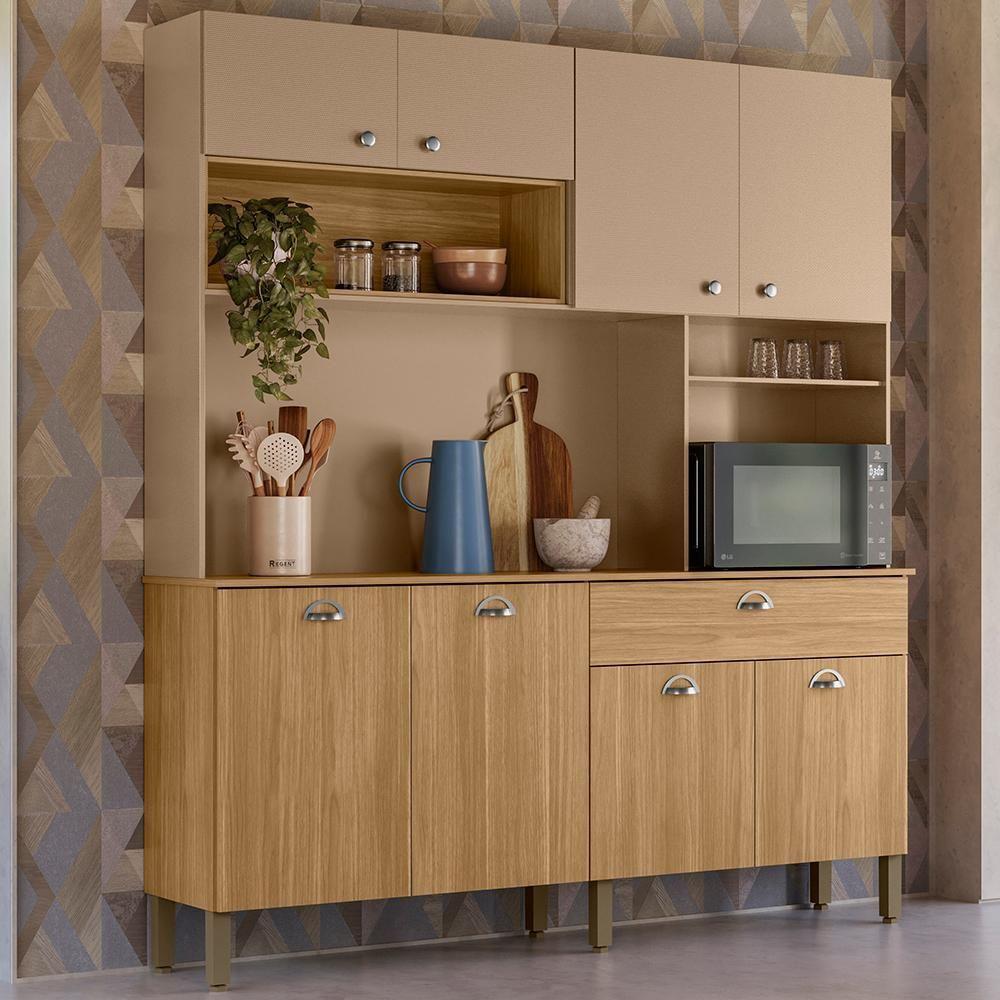 Cozinha Compacta 8 Portas 1 Gaveta 182 Cm Core Freijo Vanilla Ktp - 2