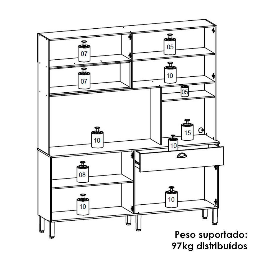 Cozinha Compacta 8 Portas 1 Gaveta 182 Cm Core Freijo Vanilla Ktp - 4