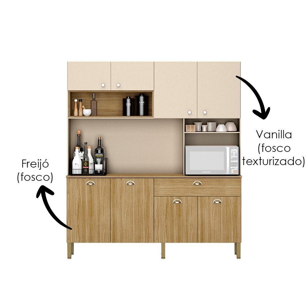 Cozinha Compacta 8 Portas 1 Gaveta 182 Cm Core Freijo Vanilla Ktp - 5