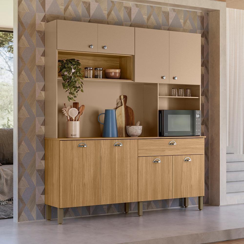 Cozinha Compacta 8 Portas 1 Gaveta 182 Cm Core Freijo Vanilla Ktp - 10