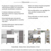 Armário De Cozinha Modulada Completa Compacta 294cm Com Balcão De Pia Multimóveis Mp2280 Branco/lacca Fumê - 3