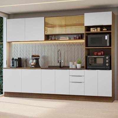Armário de Cozinha Completa Stella 11 Portas 3 Gavetas MDF 310cm Rustic