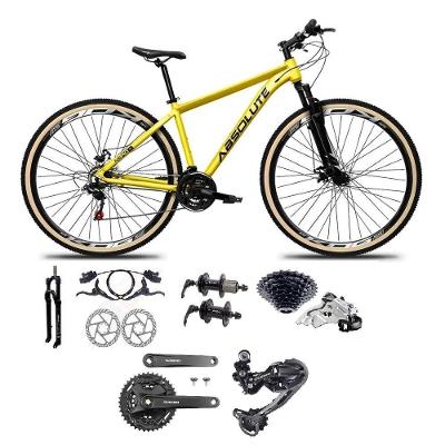 Bicicleta Aro 29 Absolute Nero 5 Câmbios Shimano Deore/altus 27v Freio A Oléo Garfo C/trava Pneu C/faixa -amarelo Tam.21