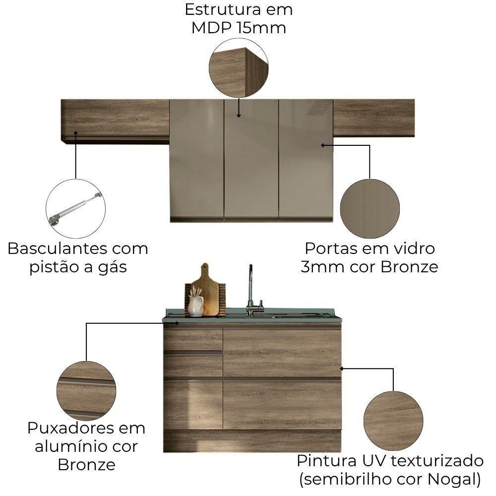 Cozinha Modulada 4 Pecas 260 Cm Mdp Maxxi Nogal Kappesberg Nogal - 3