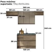 Cozinha Modulada 4 Pecas 260 Cm Mdp Maxxi Nogal Kappesberg Nogal