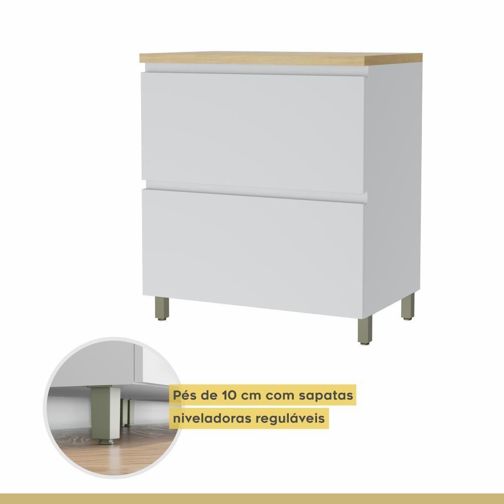 Balcão 1 Porta Basculante 1 Gaveta 80cm 100% Mdf Rainha Branco/nature Nesher - 3
