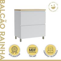Balcão 1 Porta Basculante 1 Gaveta 80cm 100% Mdf Rainha Branco/nature Nesher - 2
